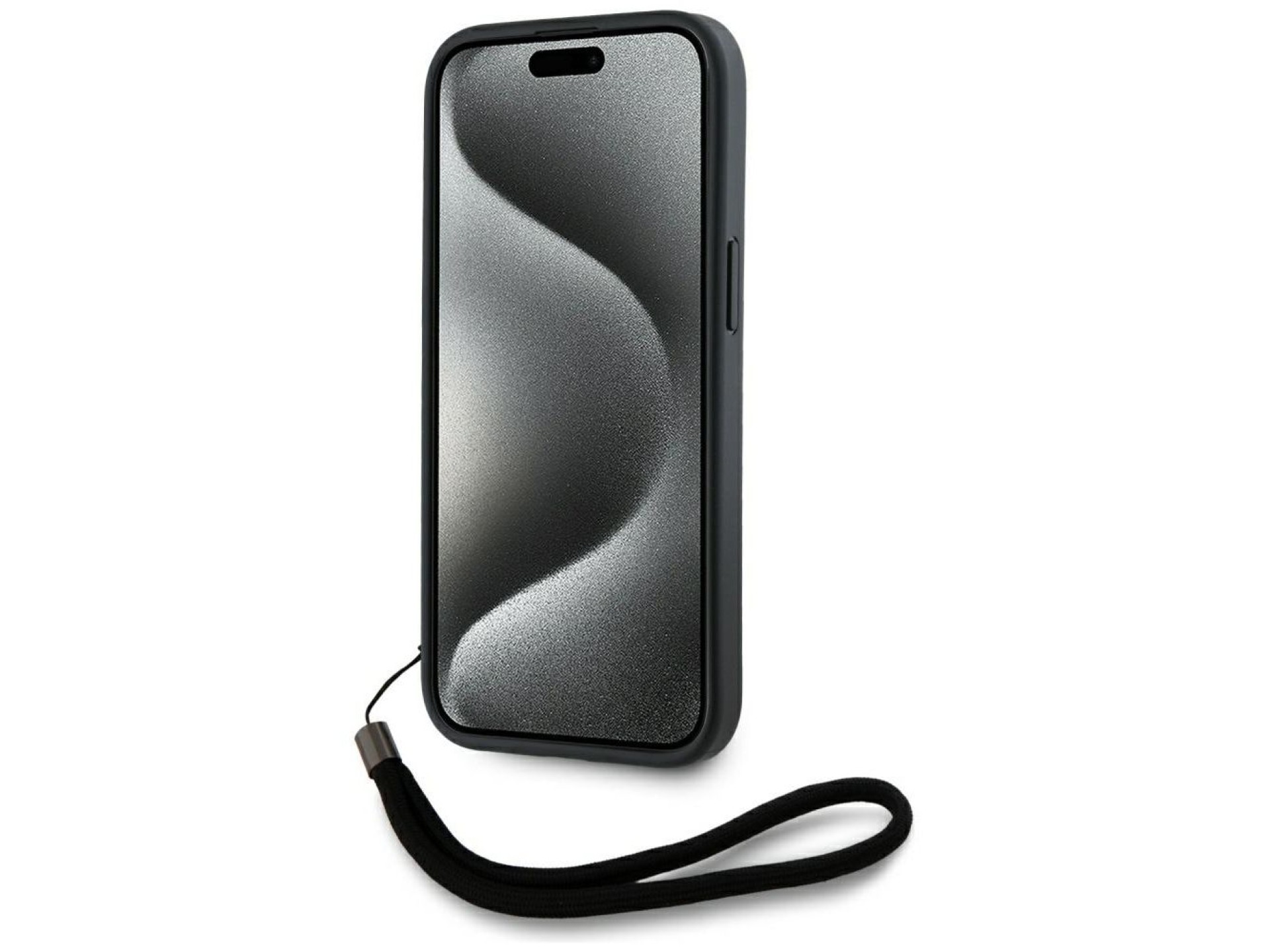 Karl Lagerfeld Saffiano Athleisure Stripes Cord iPhone 15 Pro Max Case - Pink