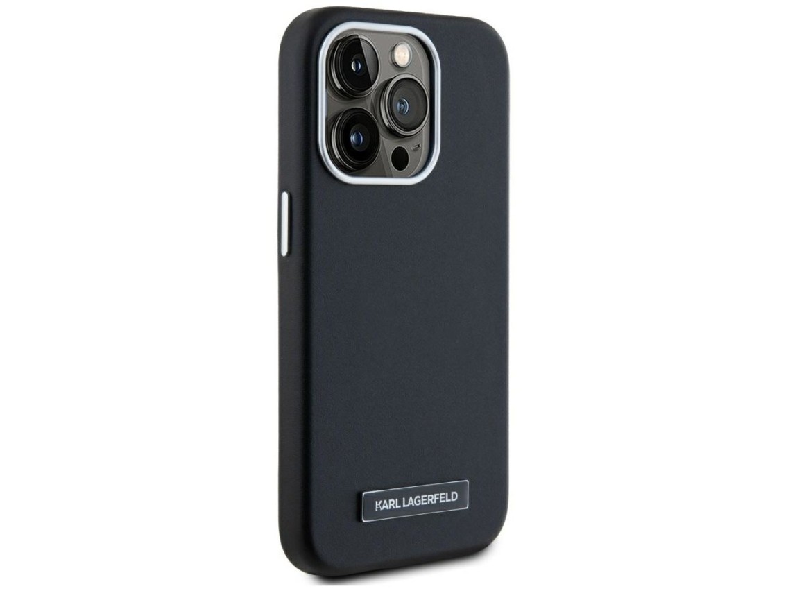 Karl Lagerfeld FW Metal Plate MagSafe iPhone 15 Pro Case - Black