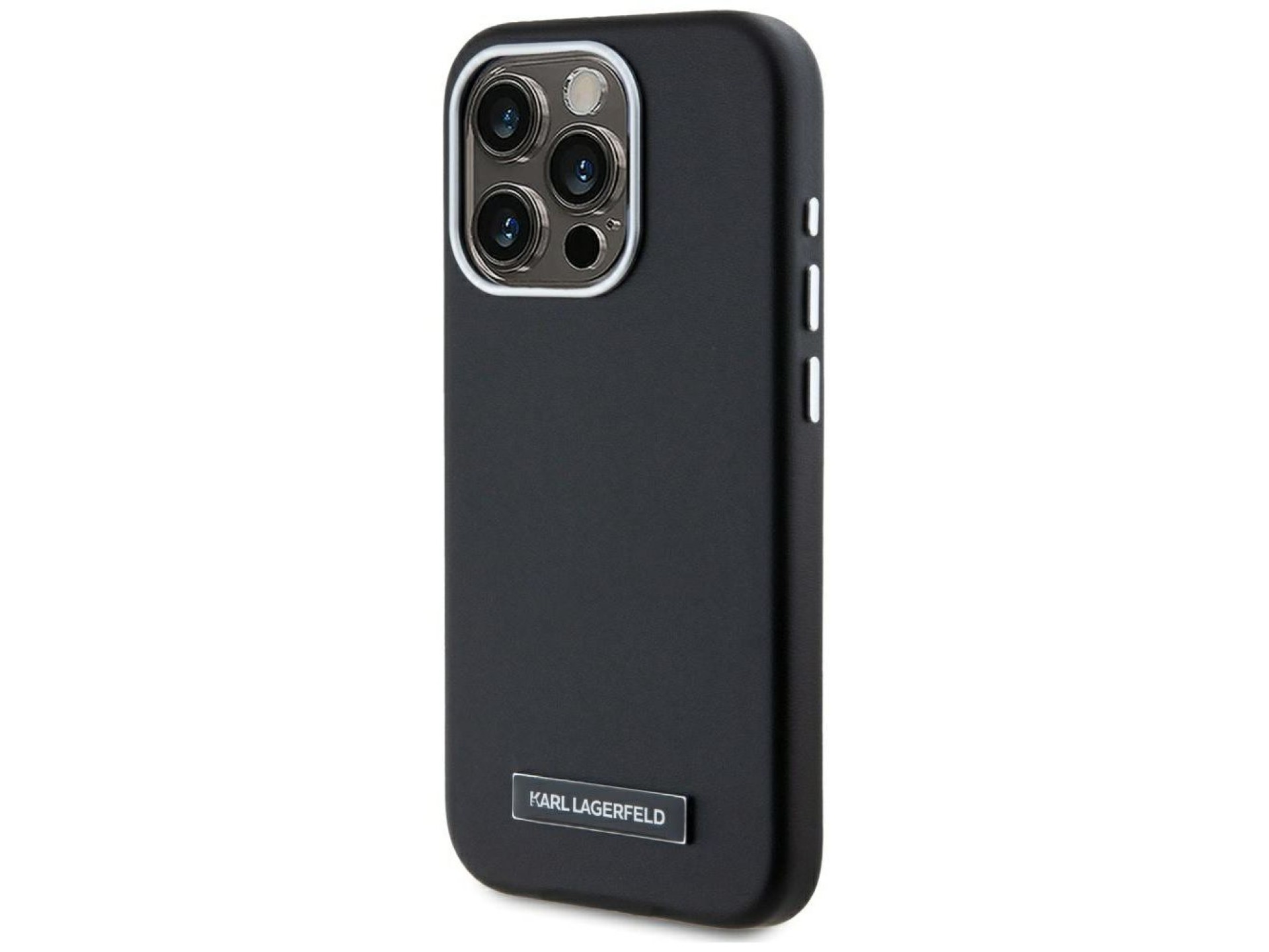 Karl Lagerfeld FW Metal Plate MagSafe iPhone 15 Pro Case - Black