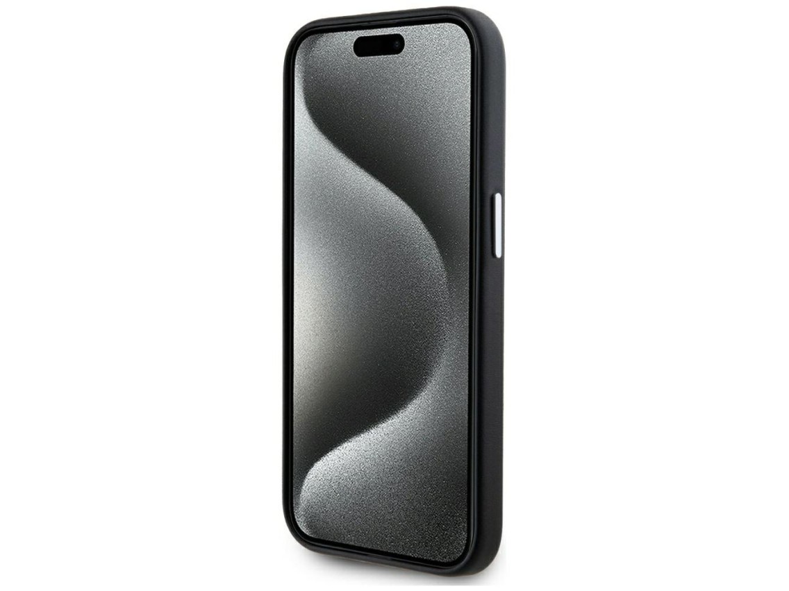 Karl Lagerfeld FW Metal Plate MagSafe iPhone 15 Pro Case - Black
