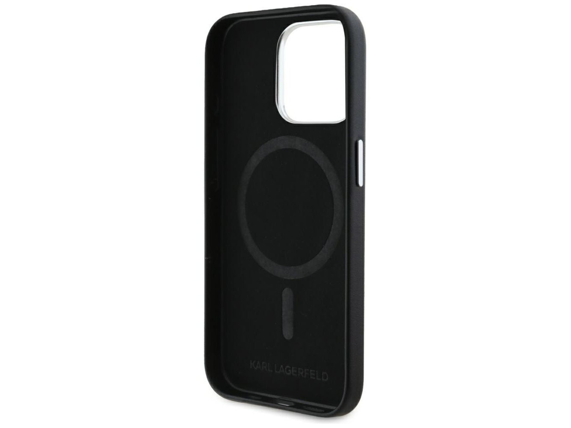 Karl Lagerfeld FW Metal Plate MagSafe iPhone 15 Pro Case - Black