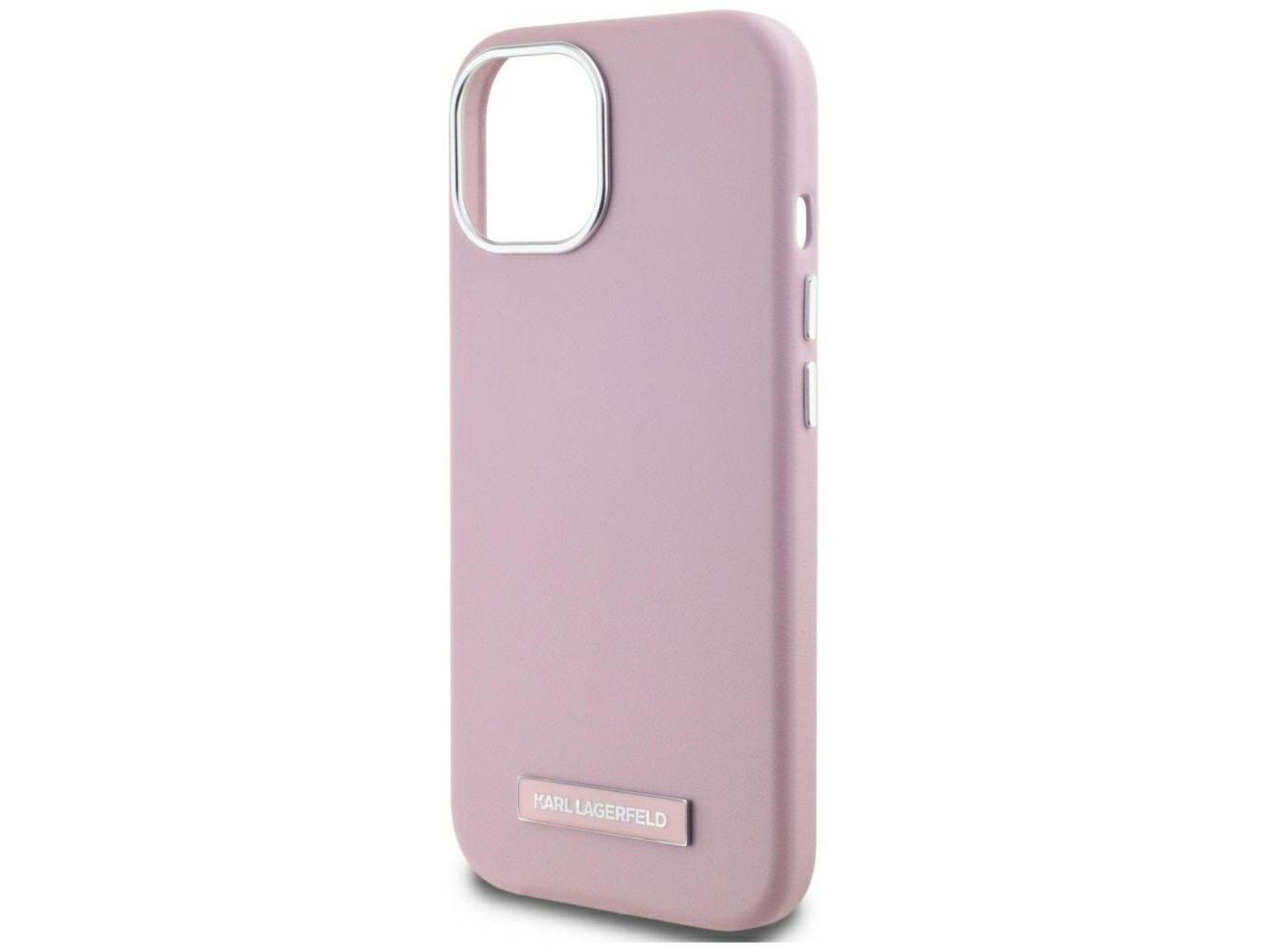 Capa MagSafe Karl Lagerfeld FW com placa de metal para iPhone 15 - Rosa