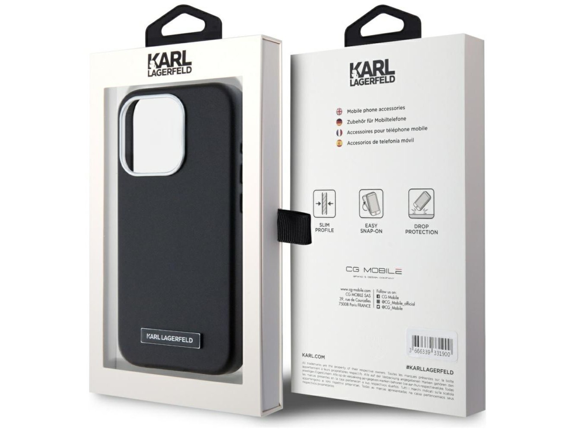 Funda Karl Lagerfeld FW Metal Plate MagSafe para iPhone 15 Pro Max - Negra
