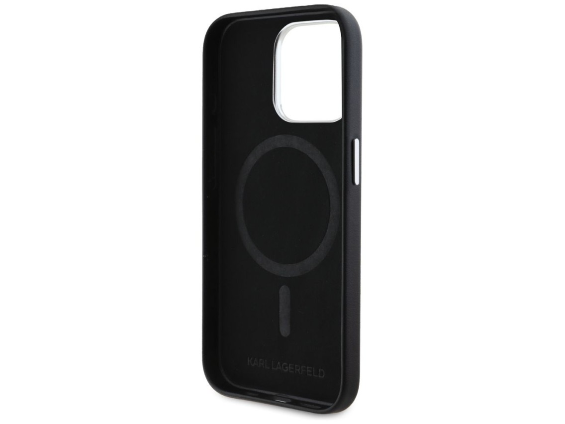 Funda Karl Lagerfeld FW Metal Plate MagSafe para iPhone 15 Pro Max - Negra