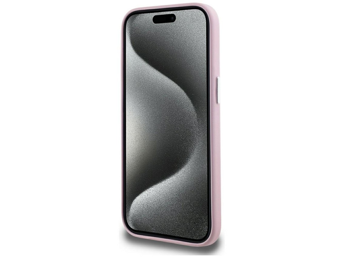 Capa MagSafe Karl Lagerfeld FW com placa de metal para iPhone 15 - Rosa