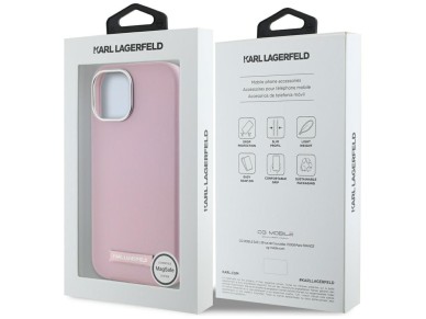 Karl Lagerfeld FW Metal Plate MagSafe iPhone 15 Case - Pink Karl Lagerfeld FW Metal Plate MagSafe iPhone 15 Case - Pink