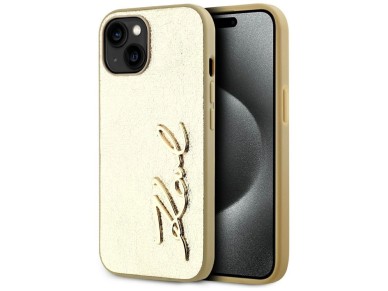 Karl Lagerfeld Wrinkled Metal Signature iPhone 15 Case - Gold Karl Lagerfeld Wrinkled Metal Signature iPhone 15 Case - Gold