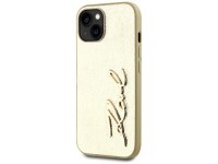Capa para iPhone 15 com assinatura Karl Lagerfeld em metal texturizado - Dourada Capa para iPhone 15 com assinatura Karl Lagerfeld em metal texturizado - Dourada