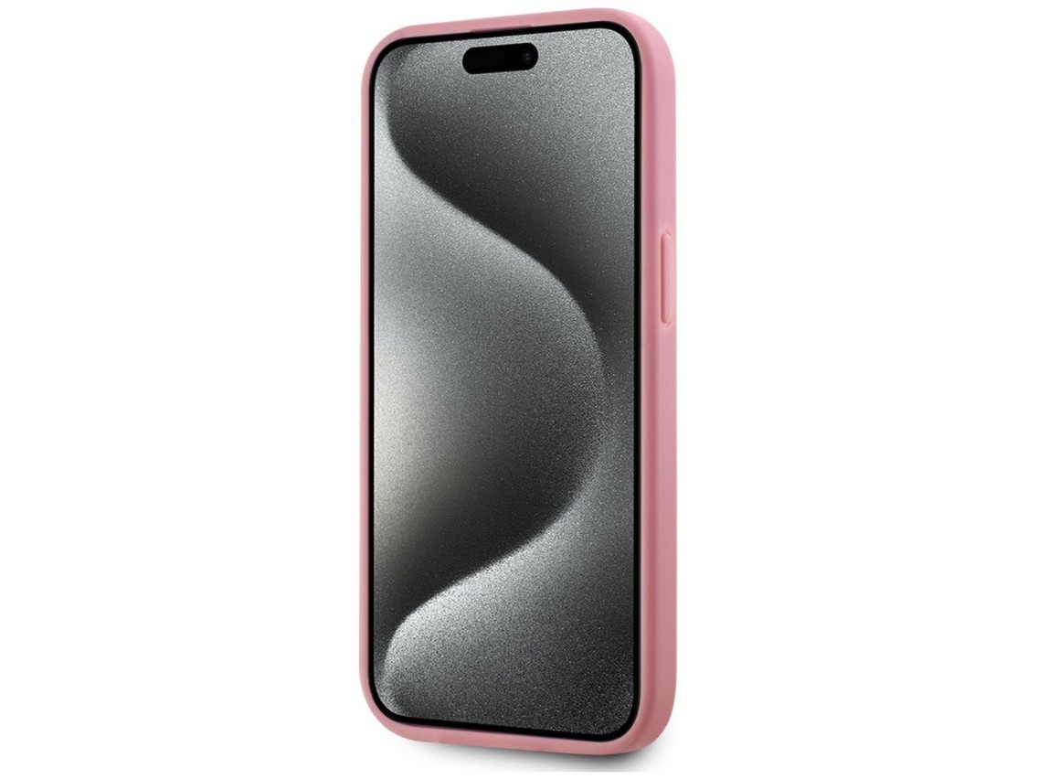 Karl Lagerfeld Wrinkled Metal Signature iPhone 15 Case - Pink