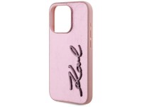 Karl Lagerfeld Wrinkled Metal Signature iPhone 15 Pro Case - Pink Karl Lagerfeld Wrinkled Metal Signature iPhone 15 Pro Case - Pink