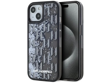 Karl Lagerfeld Liquide Glitter Monogram Gradient iPhone 15 Case - Black Karl Lagerfeld Liquide Glitter Monogram Gradient iPhone 15 Case - Black