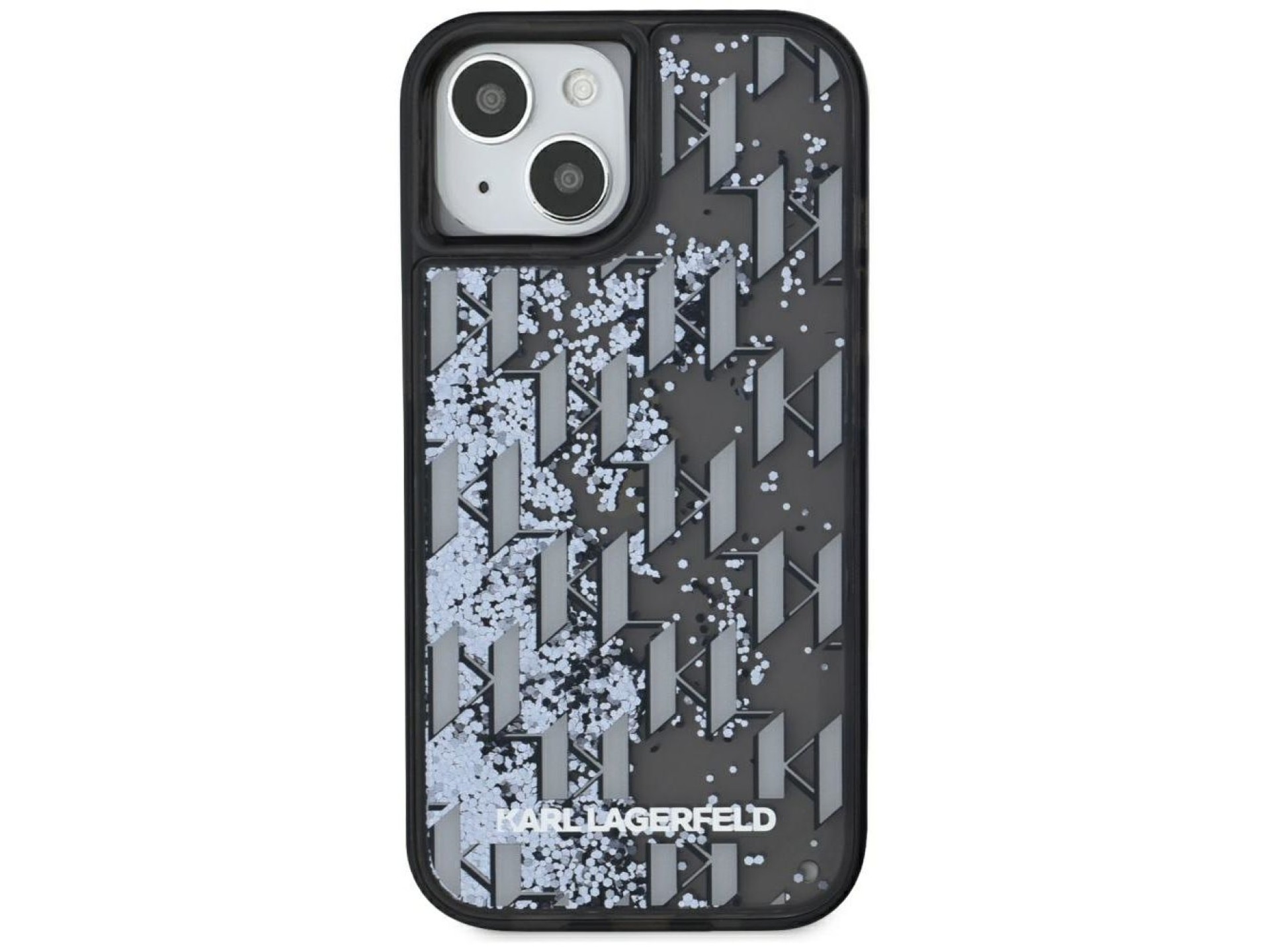 Karl Lagerfeld Liquide Glitter Monogram Gradient iPhone 15 Case - Black