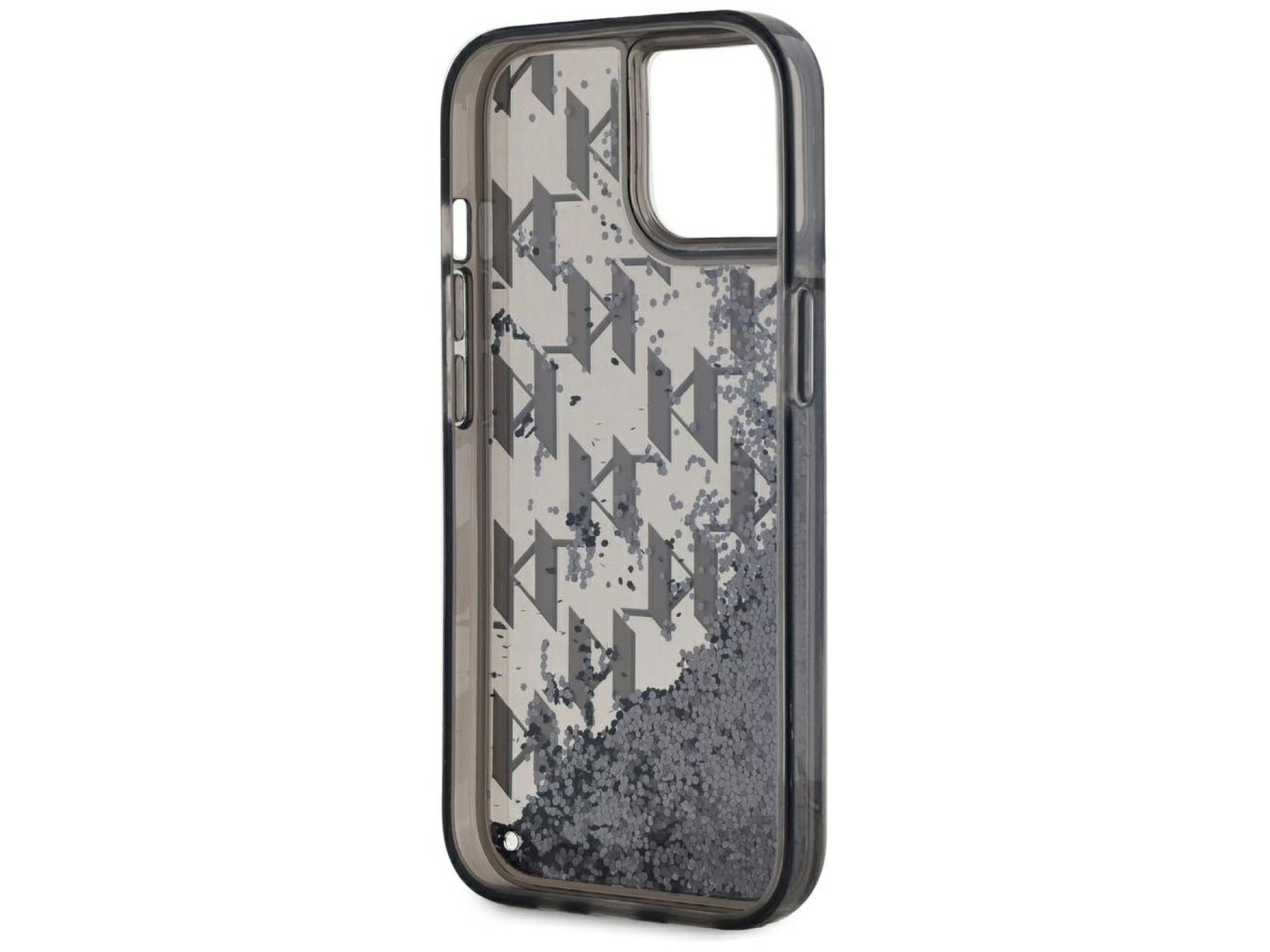 Karl Lagerfeld Liquide Glitter Monogram Gradient iPhone 15 Case - Black