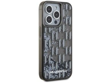 Karl Lagerfeld Liquide Glitter Monogram Gradient iPhone 15 Pro Case - Black Karl Lagerfeld Liquide Glitter Monogram Gradient iPhone 15 Pro Case - Black