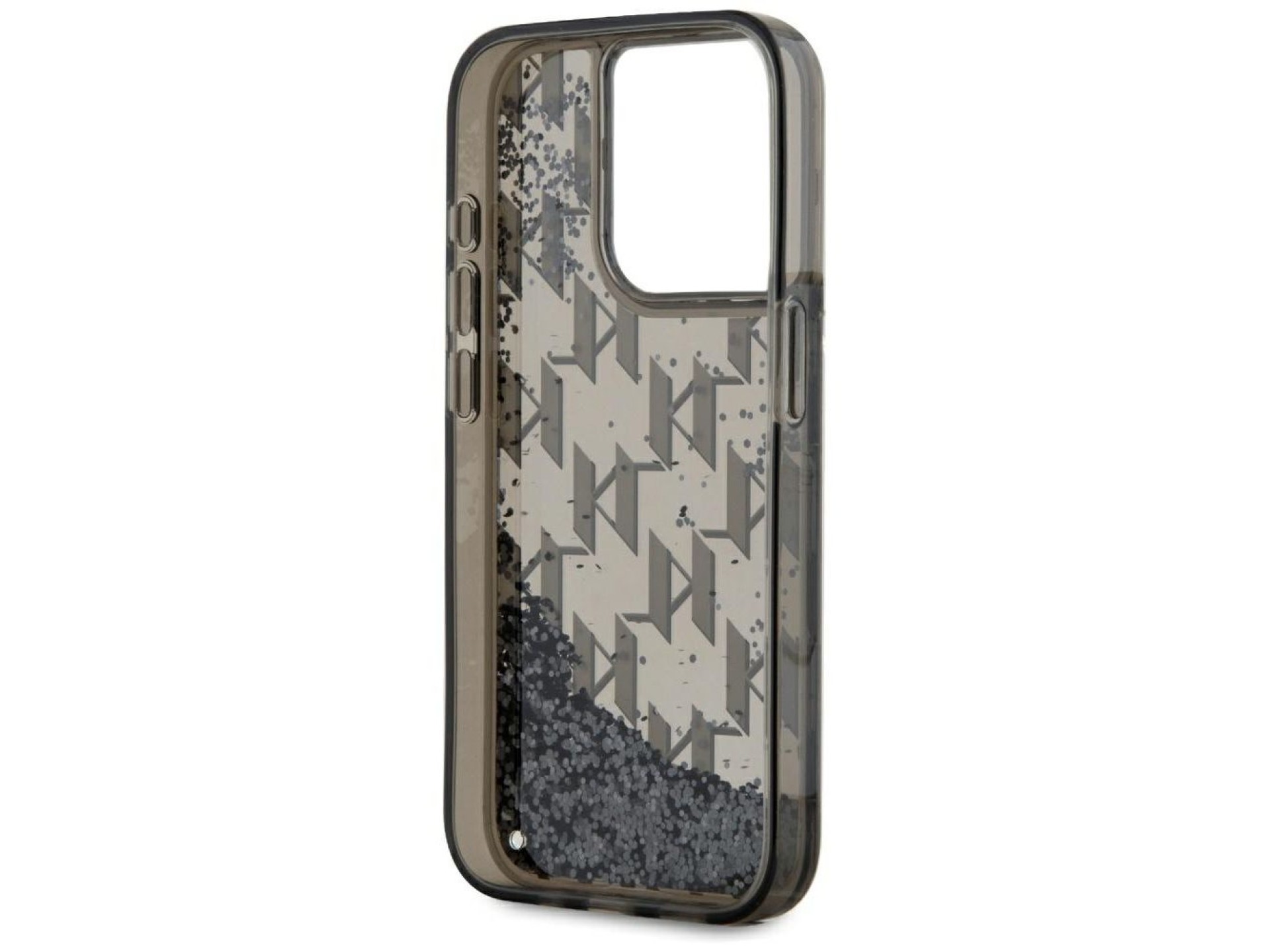 Karl Lagerfeld Liquide Glitter Monogram Gradient iPhone 15 Pro Max Case - Black