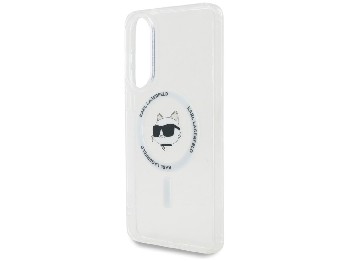 Capa MagSafe com estampa do logo da cabeça de Choupette e botão de Karl Lagerfeld para Samsung Galax