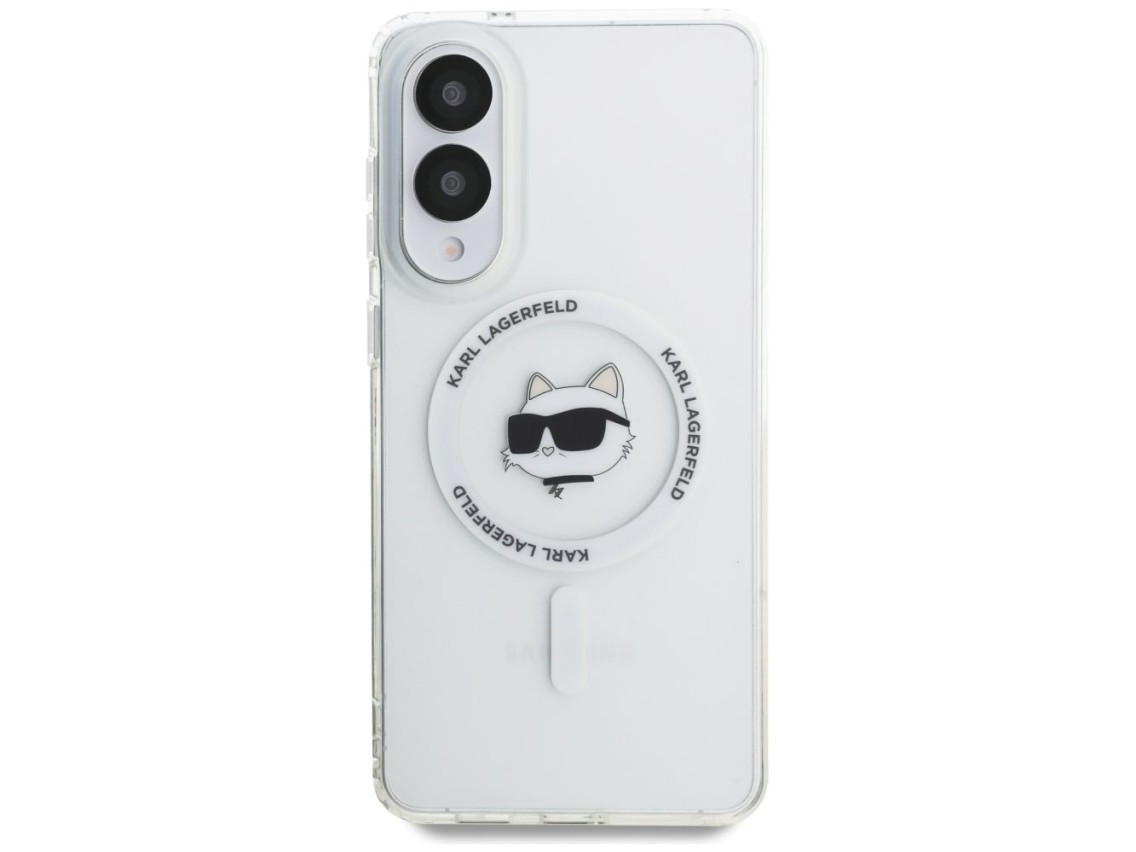 Capa MagSafe com estampa do logo da cabeça de Choupette e botão de Karl Lagerfeld para Samsung Galax