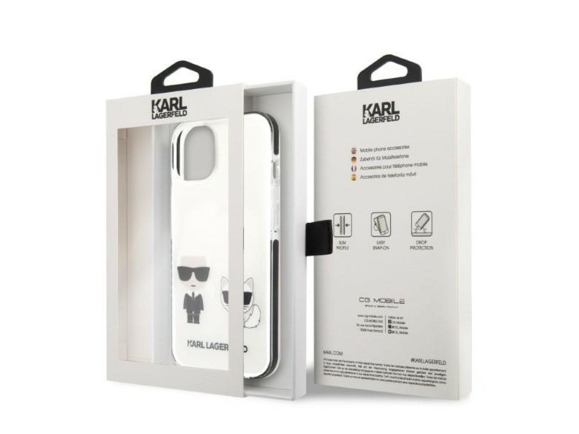 Karl Lagerfeld KLHCP13STPEKCW Capa rígida branca/branca para iPhone 13 mini 5.4