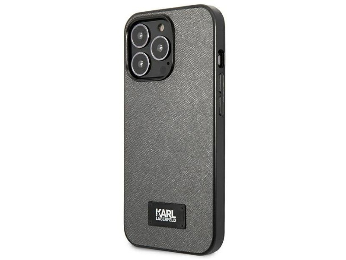 Funda Karl Lagerfeld Saffiano Plaque para iPhone 13 Pro / 13 de 6,1" - plateada