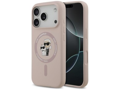 Capa MagSafe Karl Lagerfeld Silicone Karl&Choupette Ring para iPhone 17 Pro - Rosa Capa MagSafe Karl Lagerfeld Silicone Karl&Choupette Ring para iPhone 17 Pro - Rosa