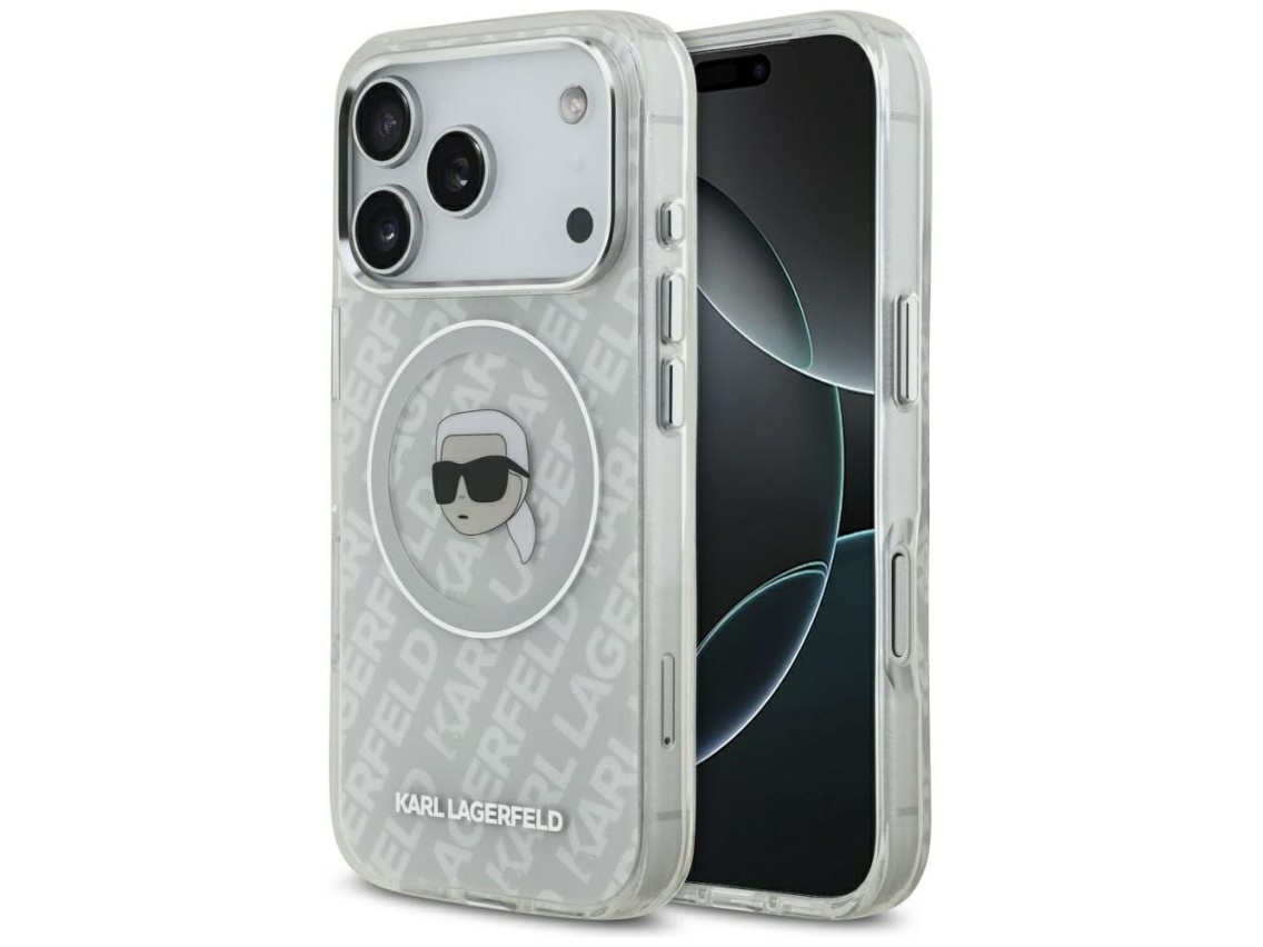 Funda Karl Lagerfeld IML con logo Karl Head MagSafe para iPhone 17 Pro - Gris