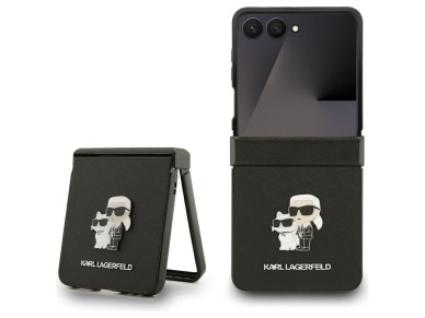 Karl Lagerfeld Saffiano Karl&Choupette Pin Case for Samsung Galaxy Z Flip 7 - Black Karl Lagerfeld Saffiano Karl&Choupette Pin Case for Samsung Galaxy Z Flip 7 - Black