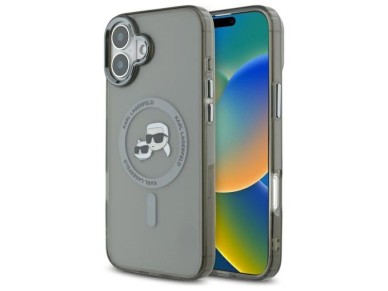 Karl Lagerfeld IML Metal Karl&Choupette Head MagSafe Case for iPhone 16 - Black