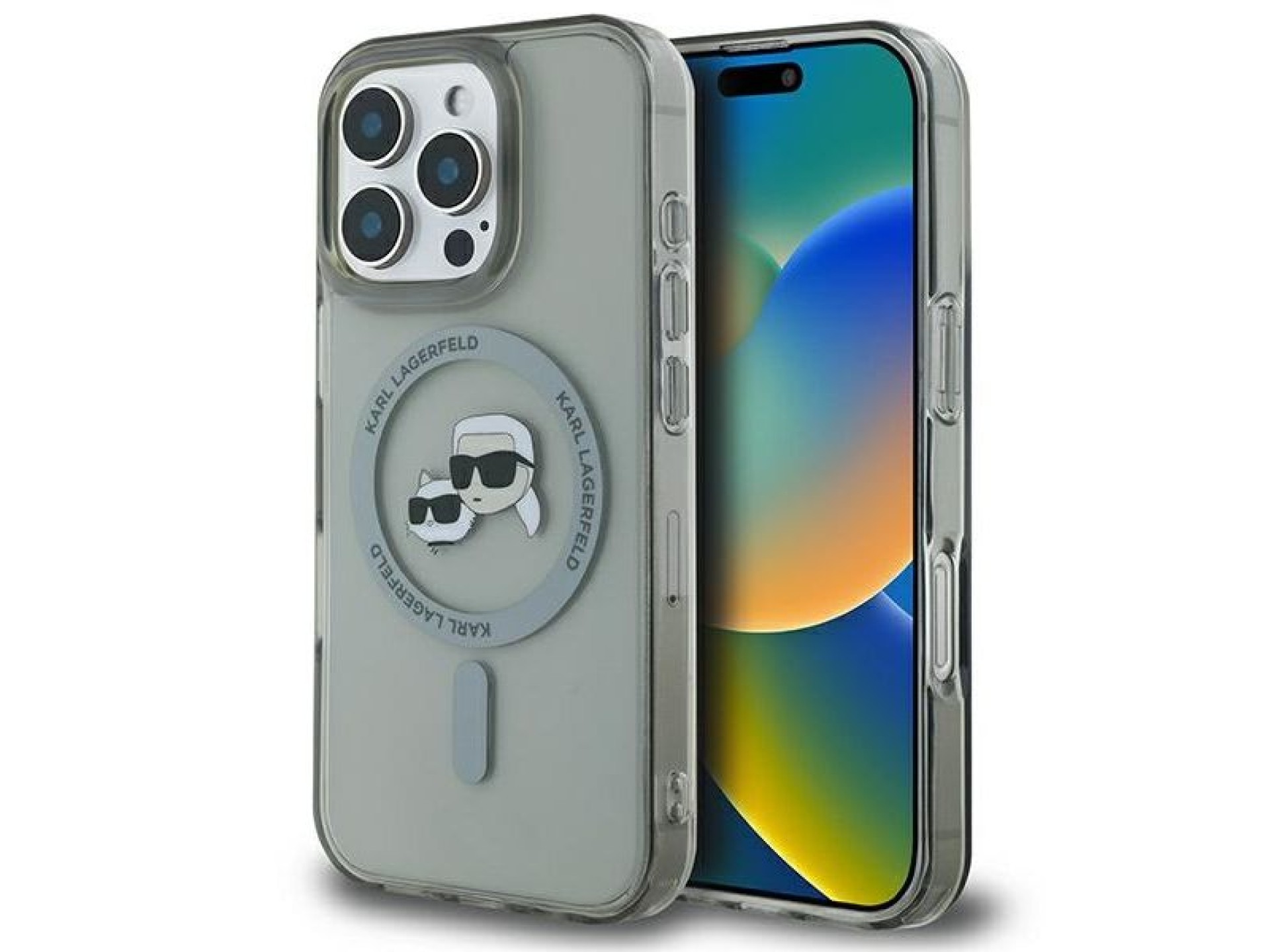 Funda Karl Lagerfeld IML Metal Karl&Choupette Head MagSafe para iPhone 16 Pro Max - Negra