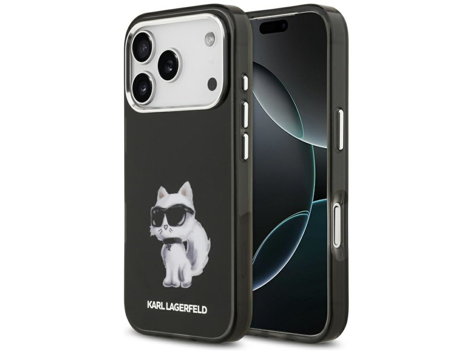 Capa MagSafe Karl Lagerfeld IML Aquarelle Choupette & Logo para iPhone 17 Pro - Preta