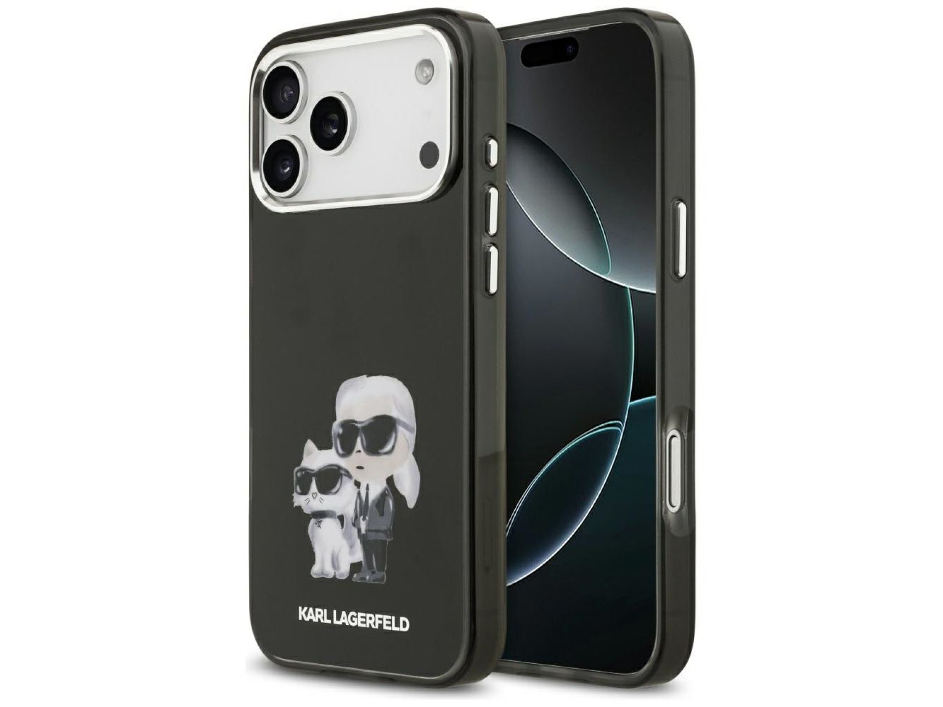 Capa MagSafe Karl Lagerfeld IML Aquarelle Karl & Choupette & Logo para iPhone 17 Pro - Preta