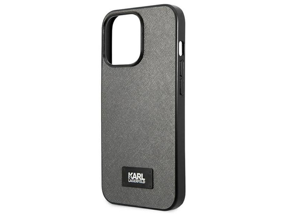 Funda Karl Lagerfeld Saffiano Plaque para iPhone 13 Pro / 13 de 6,1" - plateada