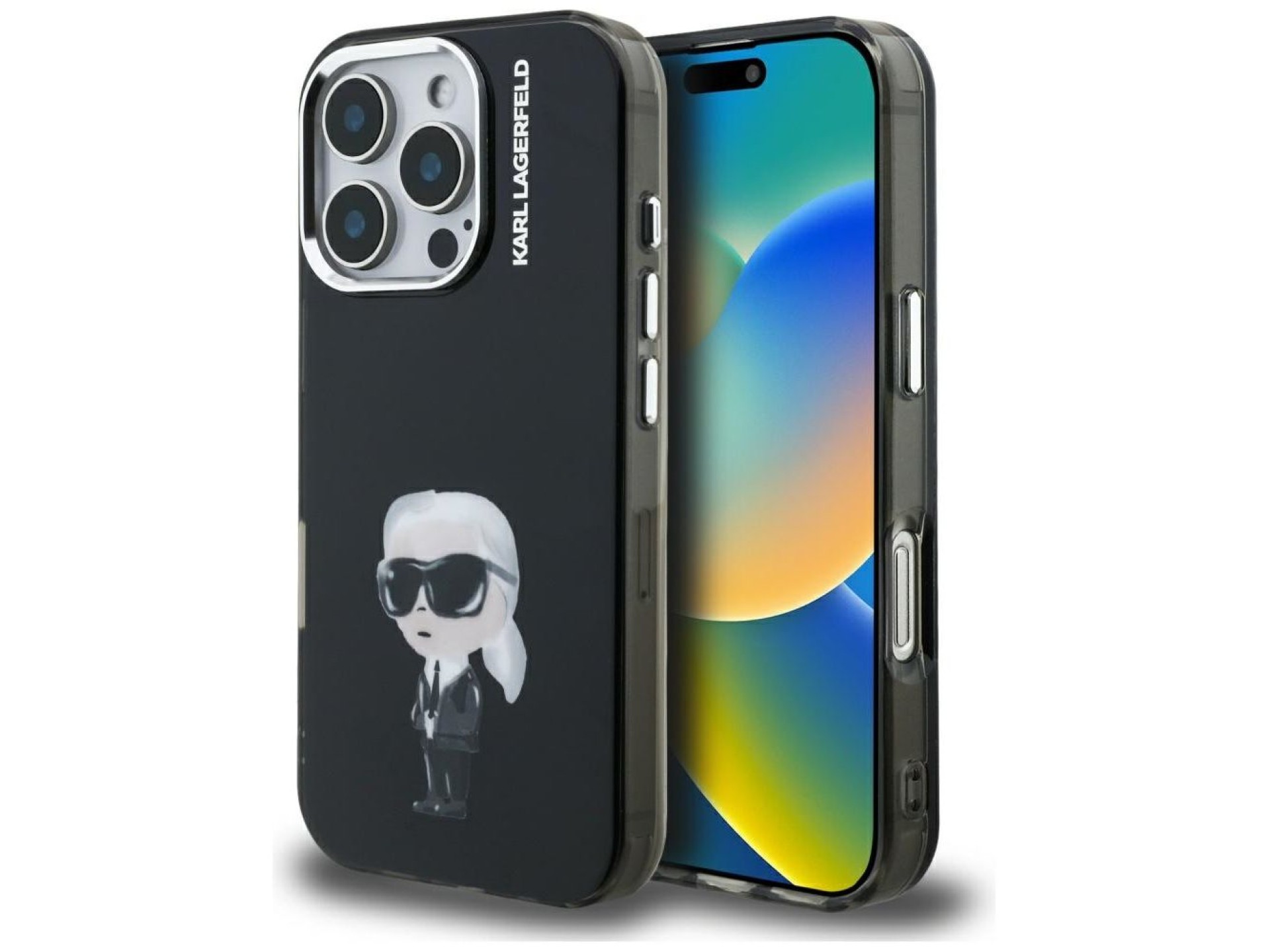 Capa MagSafe Karl Lagerfeld IML Aquarelle Karl & Logo para iPhone 16 Pro Max - Preta