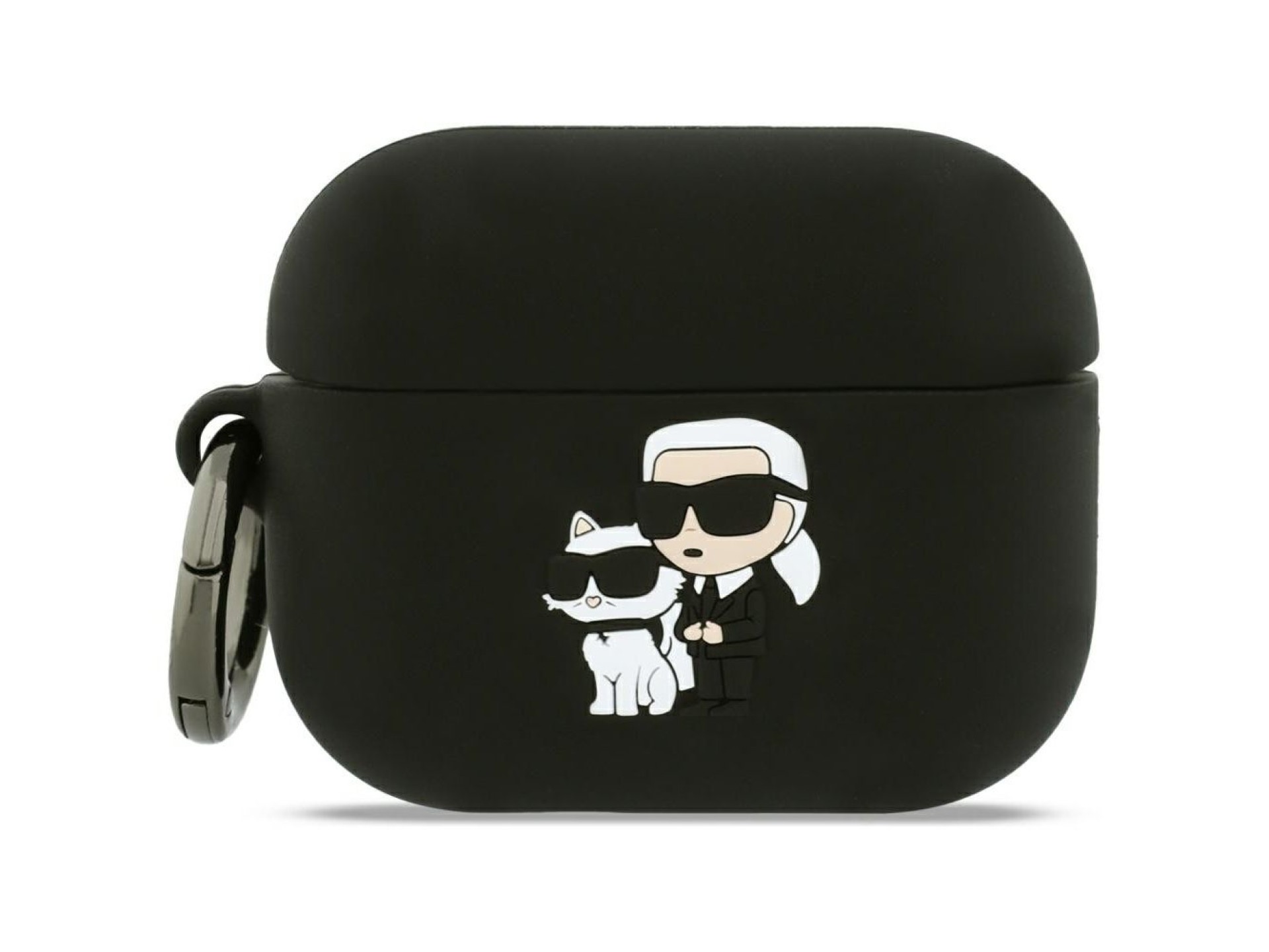 Funda de silicona Karl Lagerfeld con cabeza de Karl y Chaupette en 3D para AirPods Pro 3 - Negra