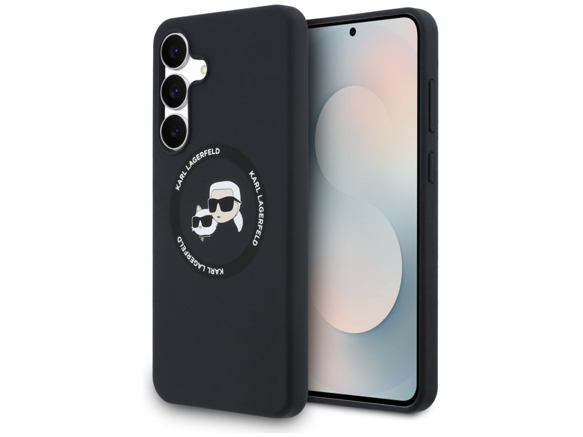 Karl Lagerfeld Silicone Karl & Choupette Heads MagSafe Case for Samsung Galaxy S25 FE - Black