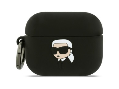 Capa 3D de silicone com a cabeça de Karl Lagerfeld para AirPods Pro 3 - Preta Capa 3D de silicone com a cabeça de Karl Lagerfeld para AirPods Pro 3 - Preta