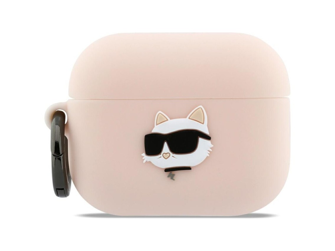 Capa 3D de silicone Karl Lagerfeld Chaupette Head para AirPods Pro 3 - Rosa