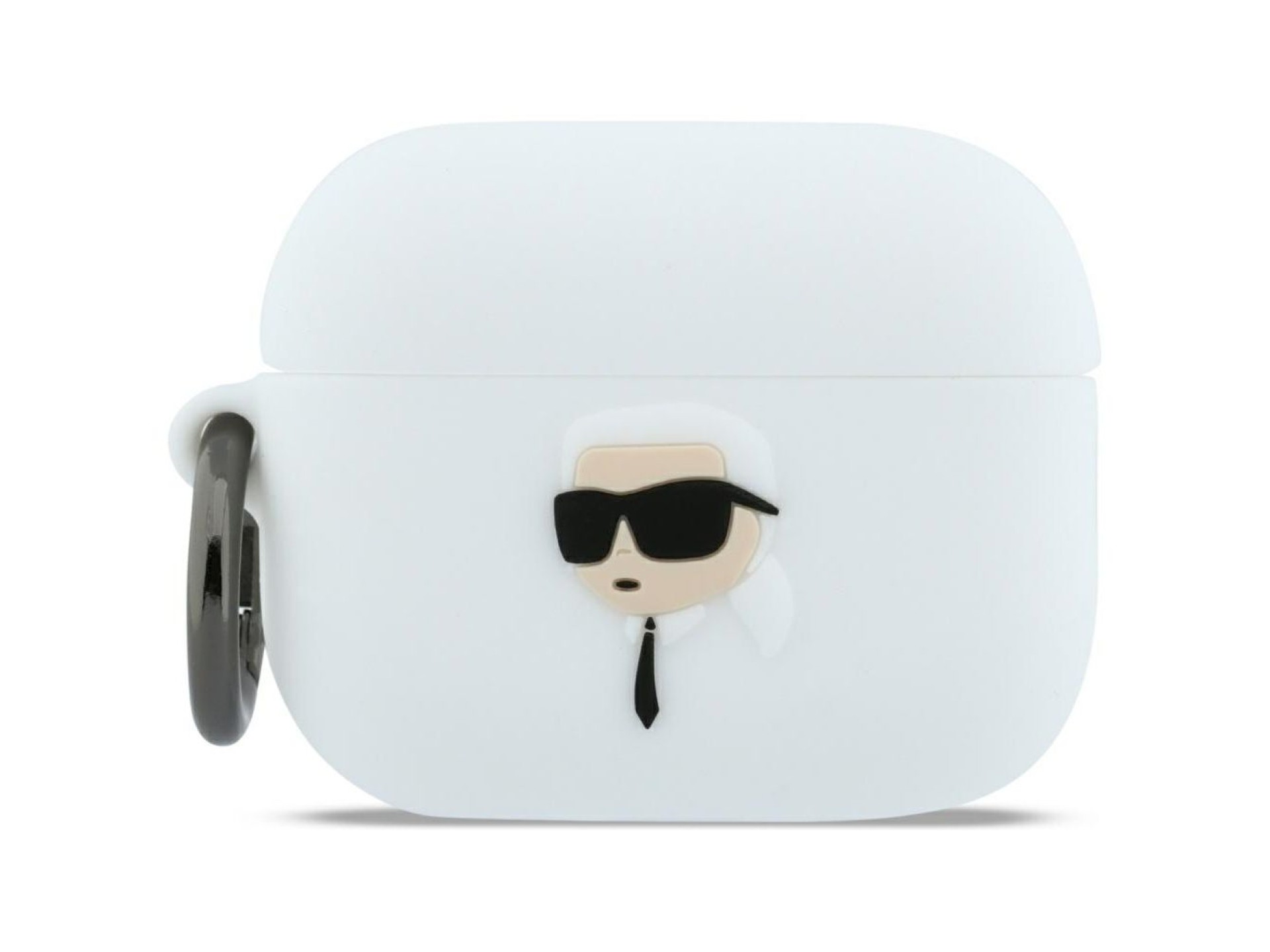 Capa 3D de silicone com a cabeça de Karl Lagerfeld para AirPods Pro 3 - Branca