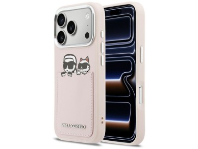 Karl Lagerfeld Karl & Choupette Print & Pocket Case for iPhone 17 Pro - Pink Karl Lagerfeld Karl & Choupette Print & Pocket Case for iPhone 17 Pro - Pink