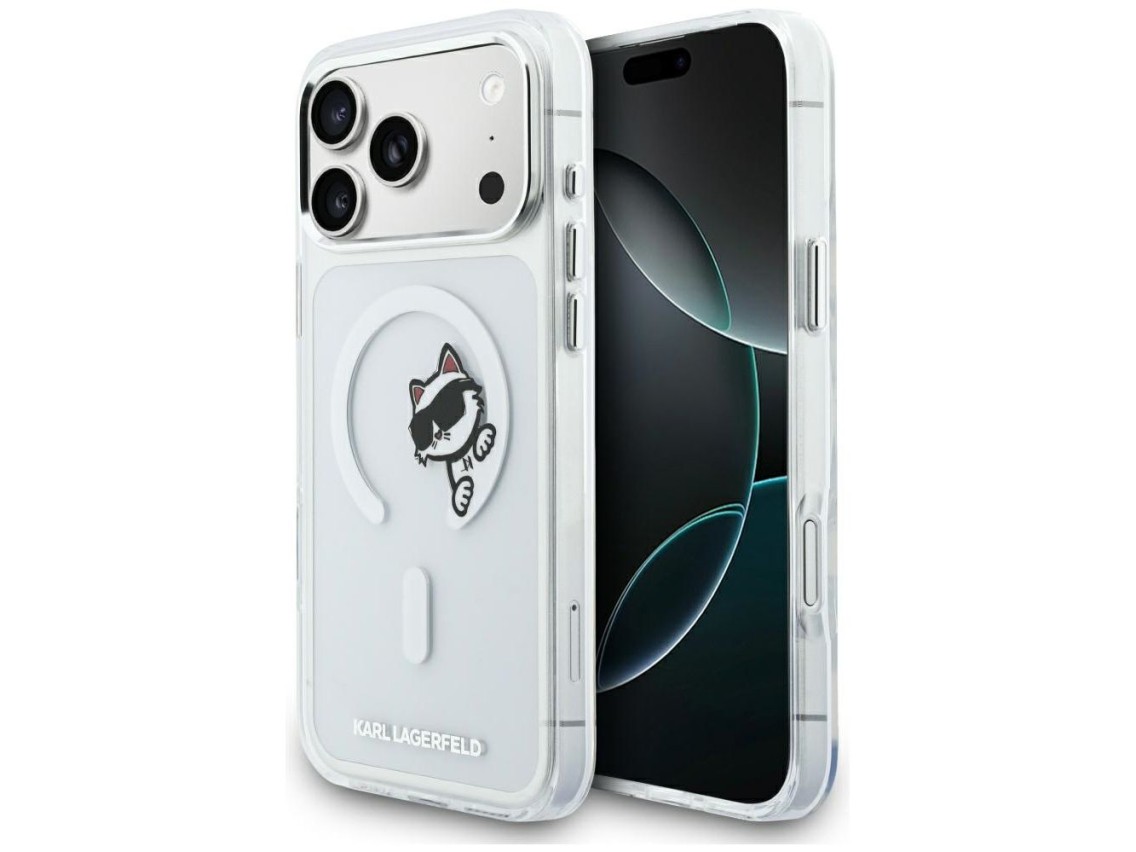 Capa Karl Lagerfeld IML Peekaboo MagSafe para iPhone 17 Pro Max - Transparente