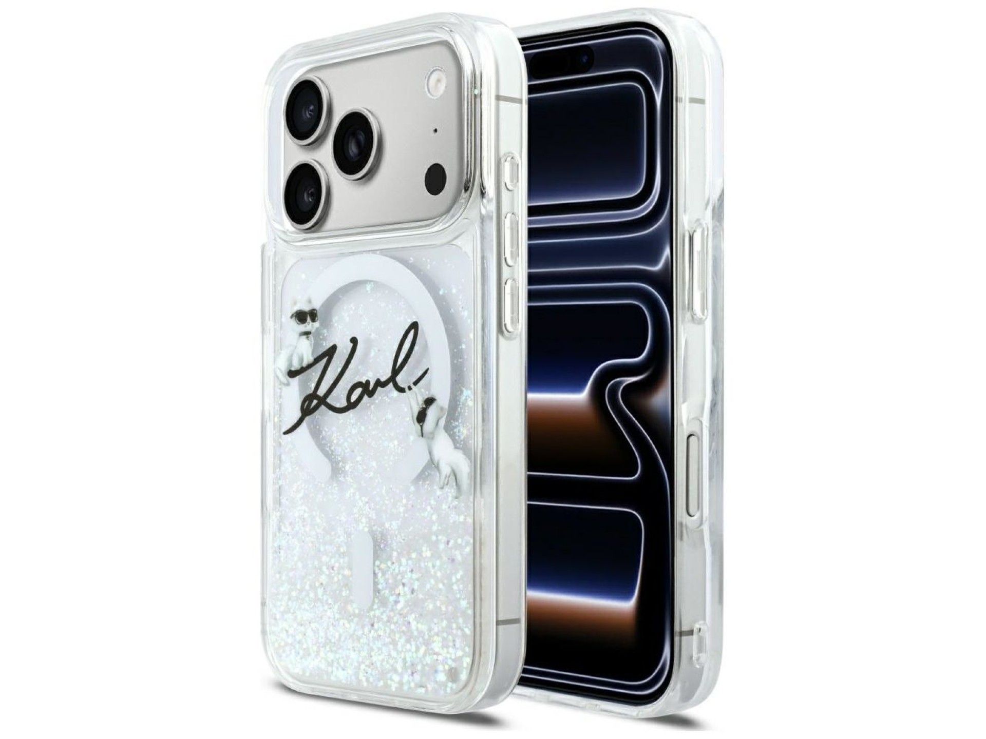Karl Lagerfeld Liquid Glitter Karl Script Logo MagSafe Case for iPhone 17 Pro - Clear