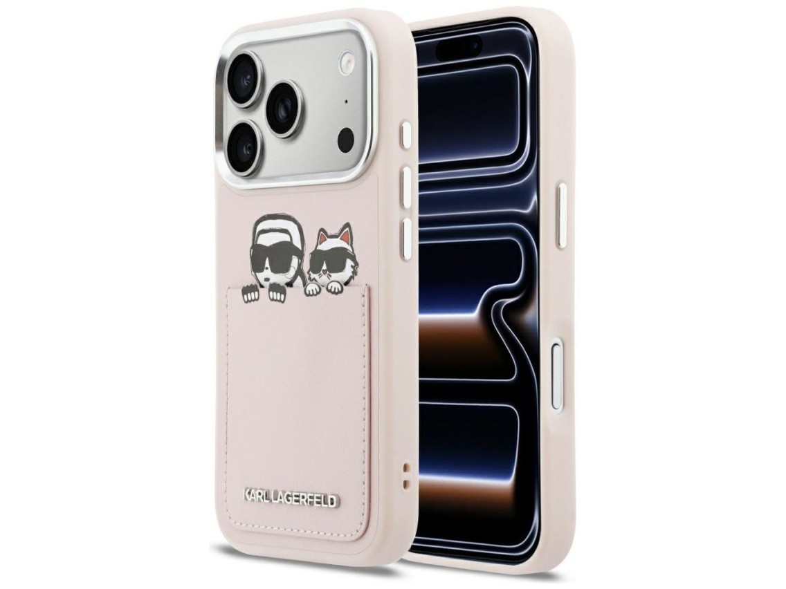 Capa para iPhone 17 Pro com estampa Karl & Choupette da Karl Lagerfeld - Rosa
