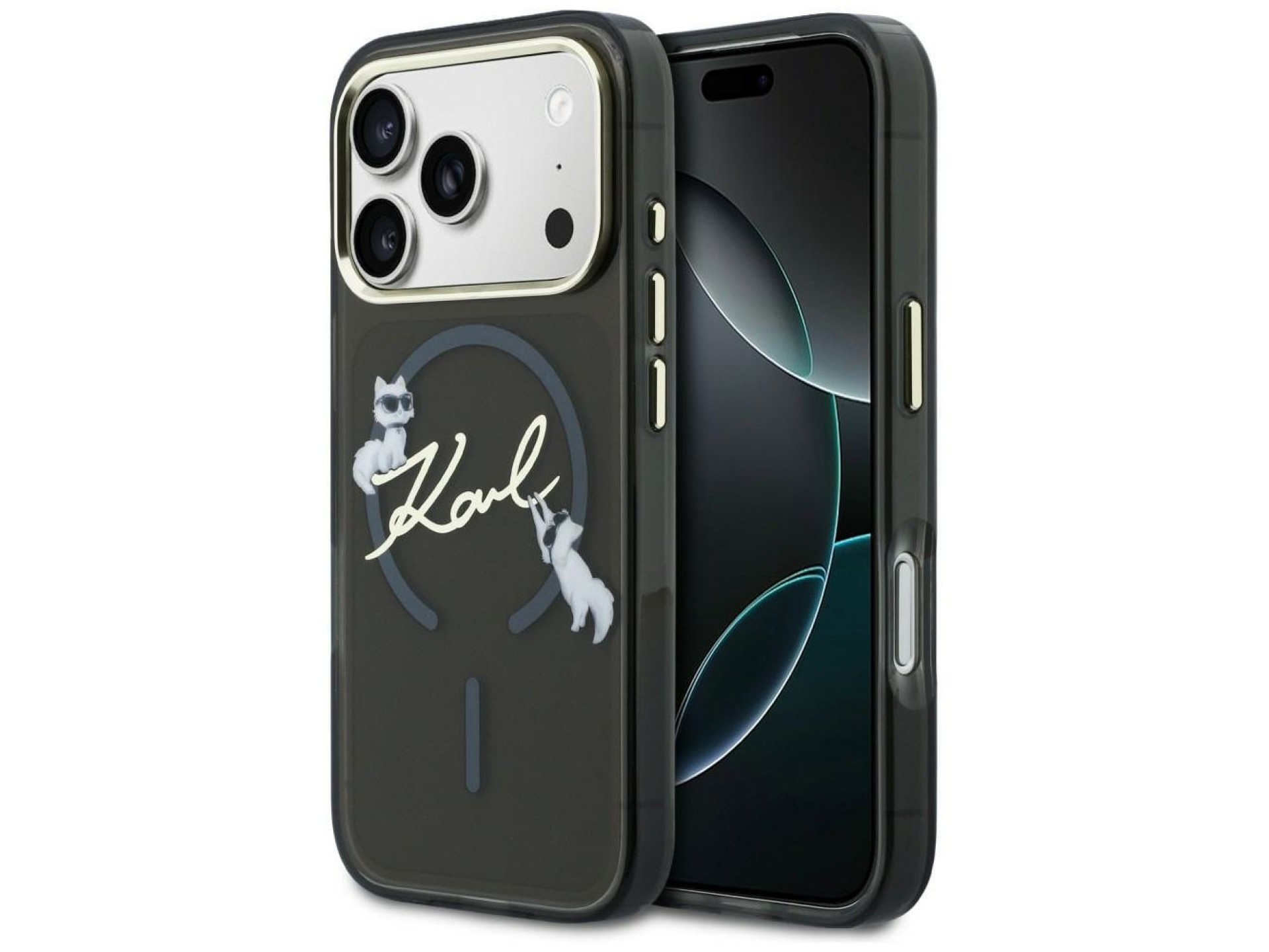 Funda Karl Lagerfeld IML Choupettes Karl Script Logo MagSafe para iPhone 17 Pro Max - Negra