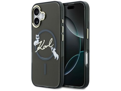 Karl Lagerfeld IML Choupettes Karl Script Logo MagSafe iPhone 17 Case - Black Karl Lagerfeld IML Choupettes Karl Script Logo MagSafe iPhone 17 Case - Black