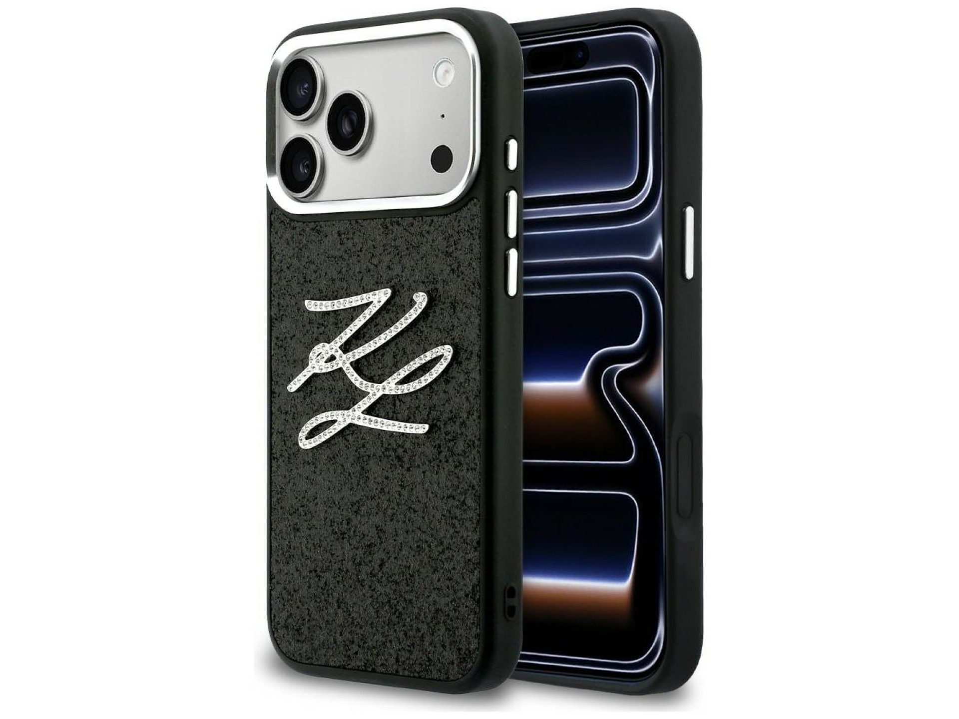Funda Karl Lagerfeld IML Glitter KL Diamond Logo para iPhone 17 Pro Max - Negra