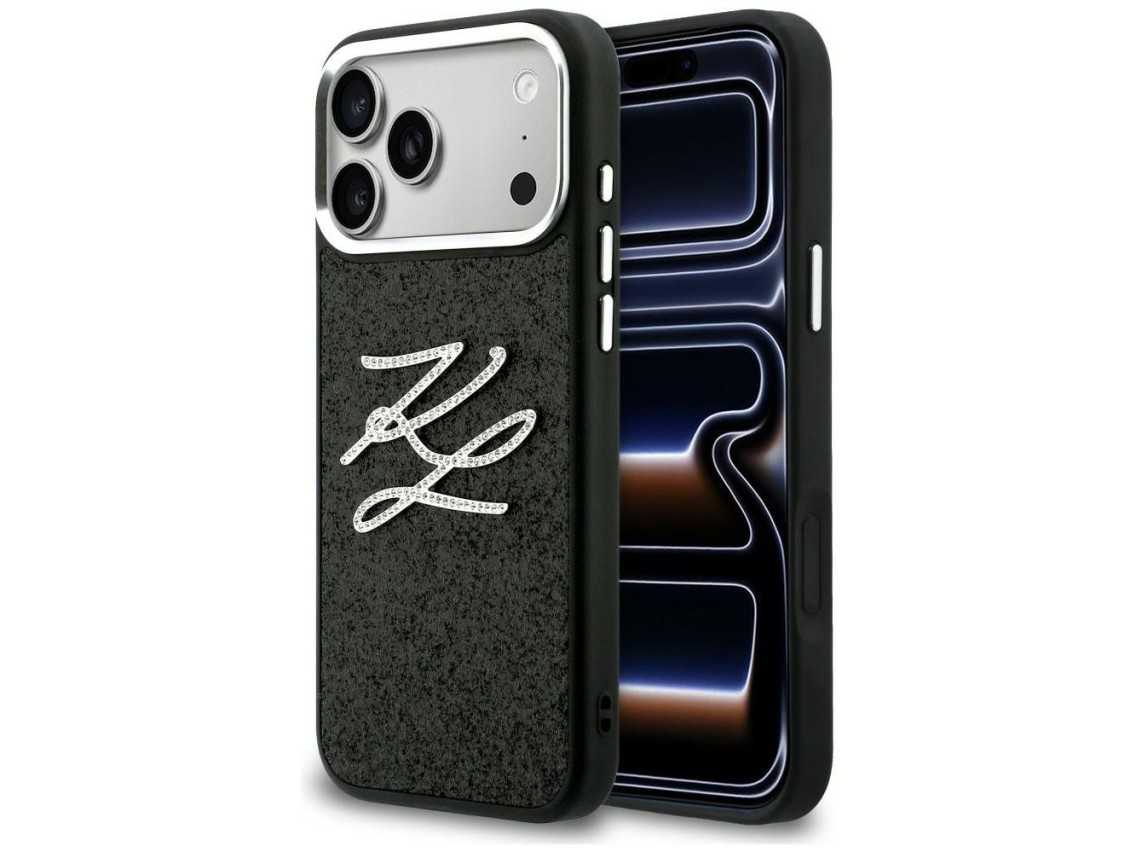 Funda Karl Lagerfeld IML Glitter KL Diamond Logo para iPhone 17 Pro Max - Negra