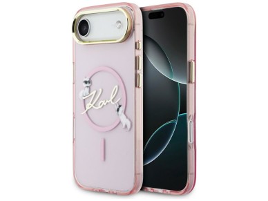 Capa MagSafe para iPhone Air com o logotipo Karl Lagerfeld IML Choupettes Karl Script - Rosa