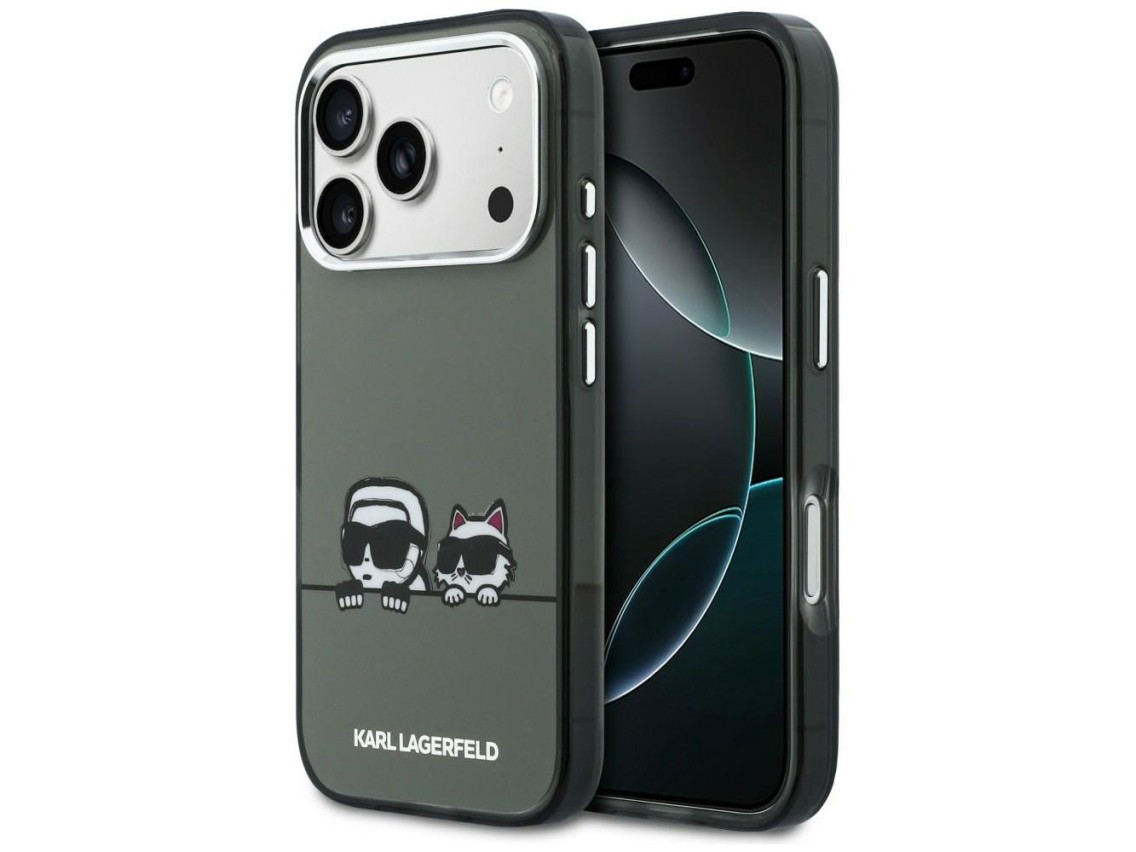 Capa MagSafe Karl Lagerfeld IML Karl & Choupette Peekaboo Logo para iPhone 17 Pro - Preta