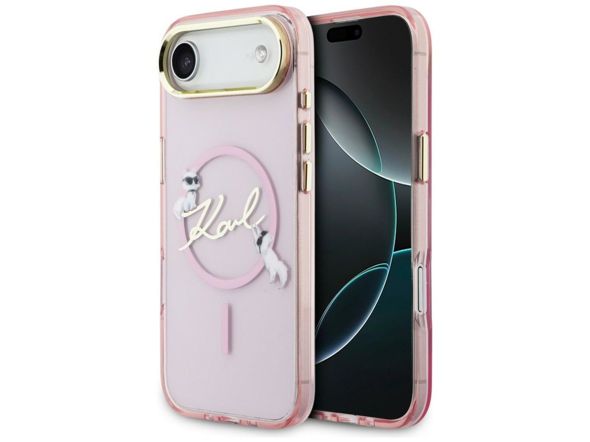 Funda para iPhone Air Karl Lagerfeld IML Choupettes Karl Script Logo MagSafe - Rosa