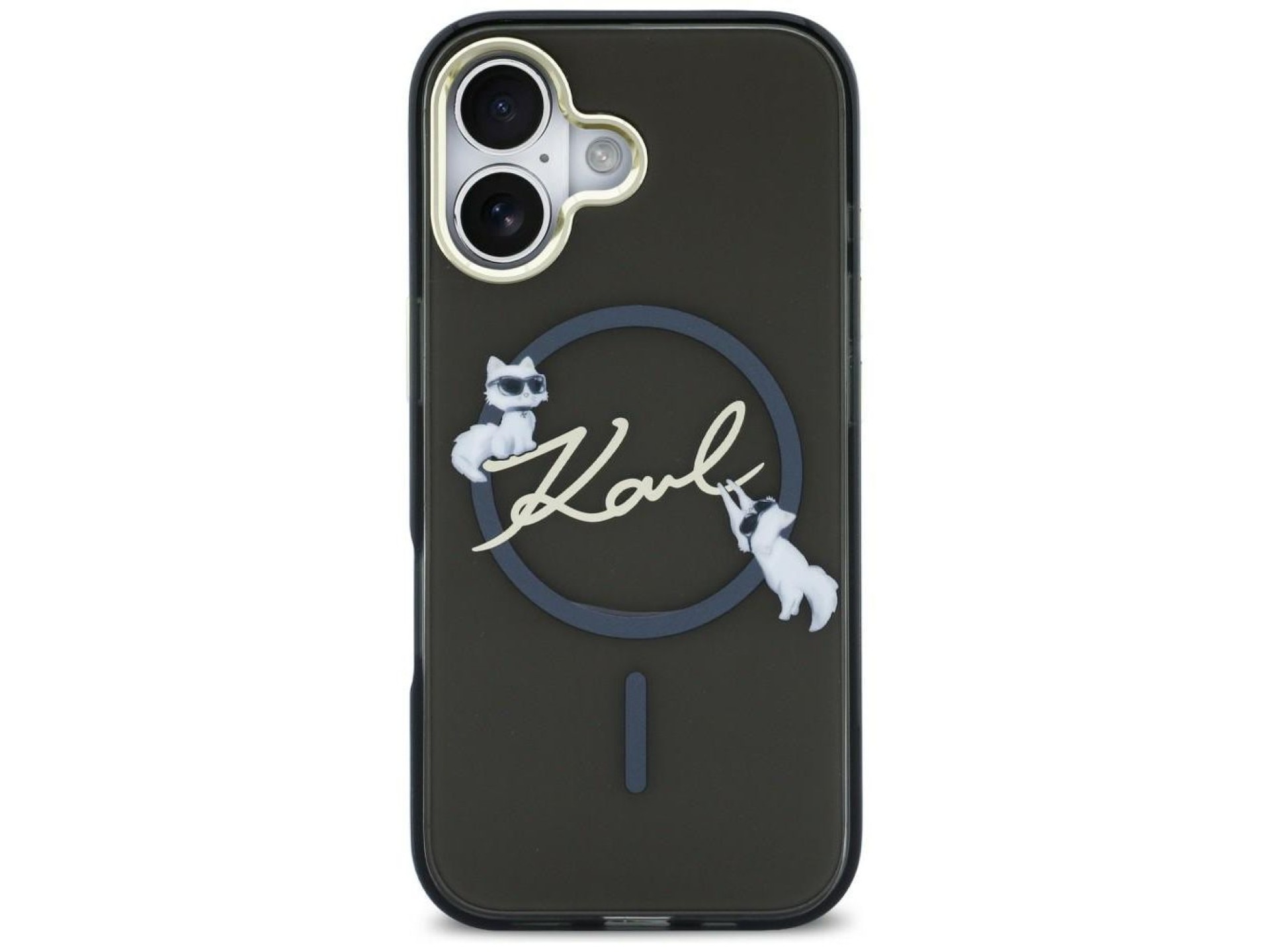 Funda Karl Lagerfeld IML Choupettes Karl Script Logo para iPhone Air MagSafe - Negra