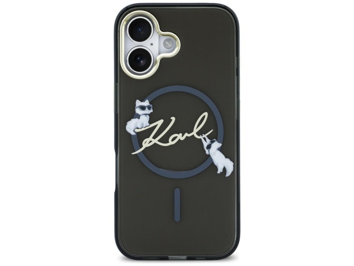 Funda Karl Lagerfeld IML Choupettes Karl Script Logo para iPhone Air MagSafe - Negra